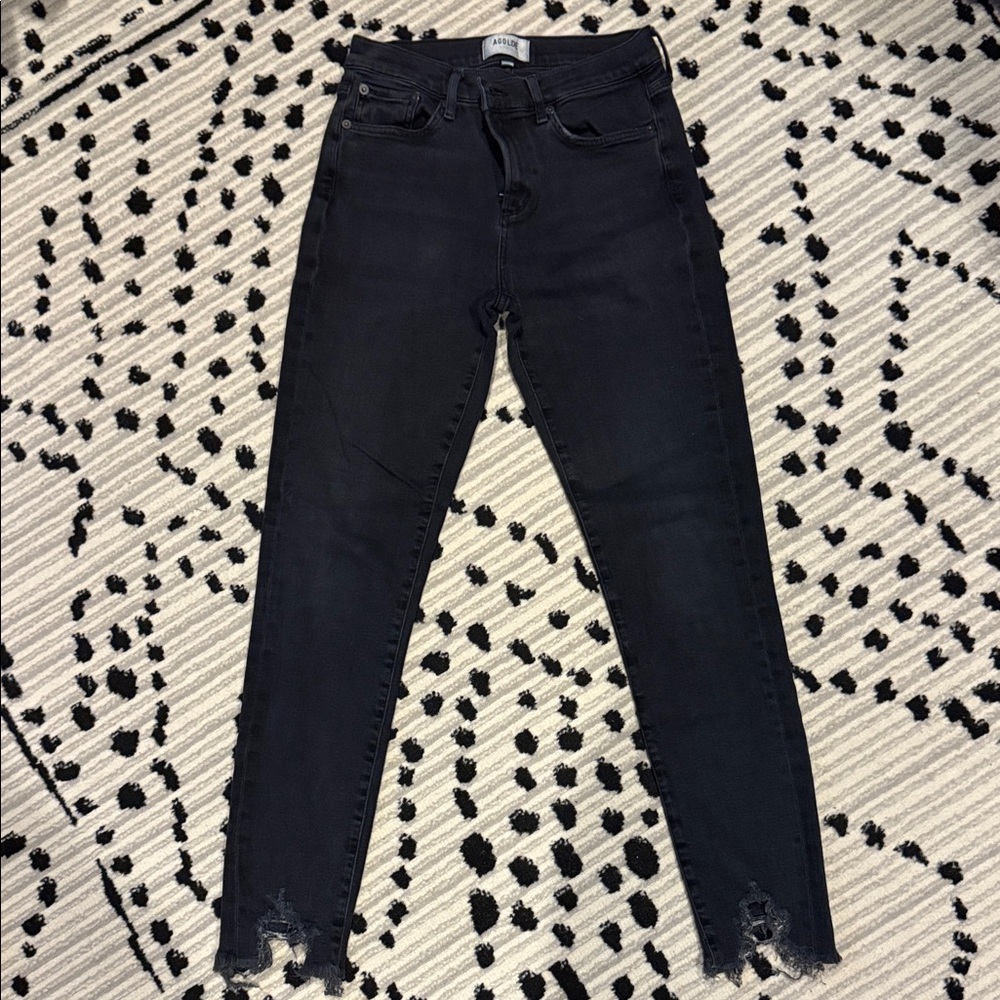 Agolde Black Distressed Skinny Jeans